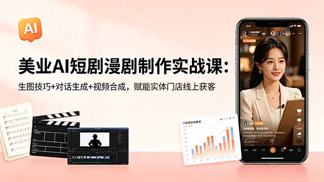 美业AI短剧漫剧制作实战课：生图技巧+对话生成+视频合成，赋能实体门店线上获客-资源宝库