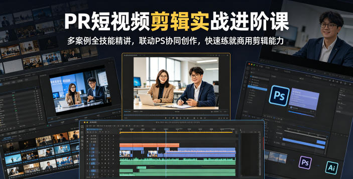 PR短视频剪辑实战进阶课，多案例全技能精讲，联动PS协同创作，快速练就商用剪辑能力-资源宝库