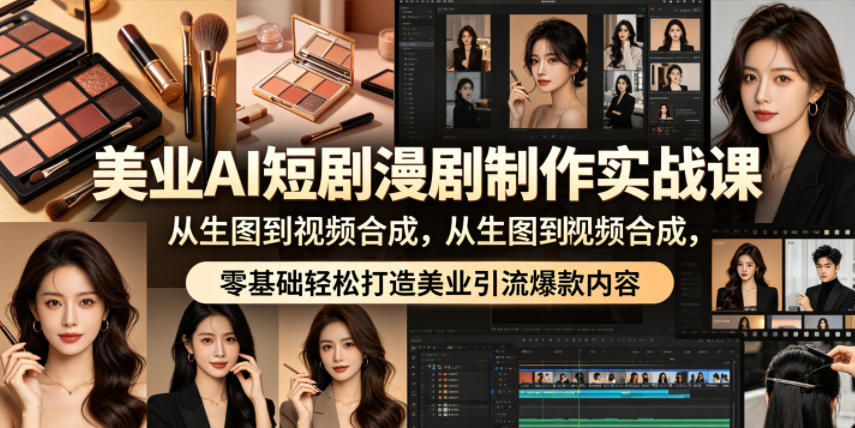 美业AI短剧漫剧制作实战课，从生图到视频合成，零基础轻松打造美业引流爆款内容-资源宝库