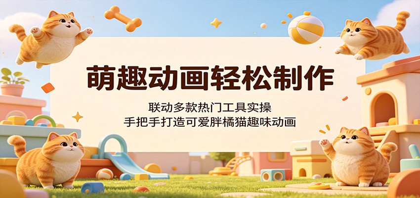 萌趣动画轻松制作，联动多款热门工具实操，手把手打造可爱胖橘猫趣味动画-资源宝库