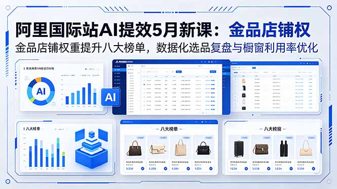 阿里国际站AI提效5月新课：金品店铺权重提升八大榜单，数据化选品复盘与橱窗利用率优化-资源宝库