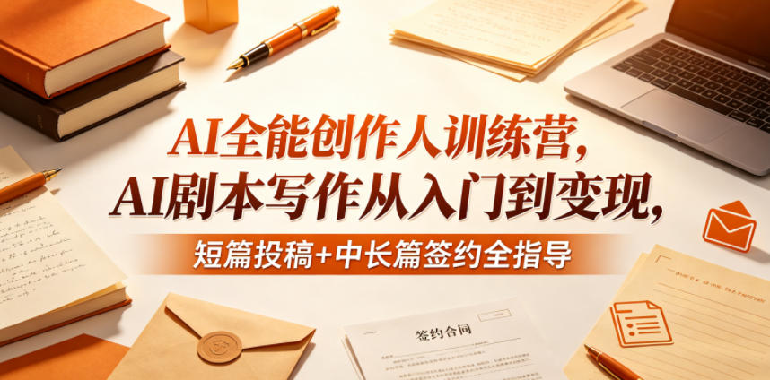AI全能创作人训练营，AI剧本写作从入门到变现，短篇投稿+中长篇签约全指导-资源宝库