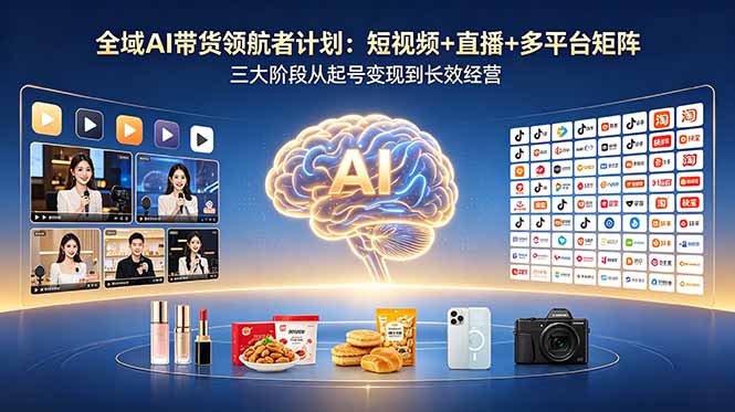 全域AI带货领航者计划:短视频+直播+多平台矩阵,三大阶段从起号变现到长效经营-资源宝库