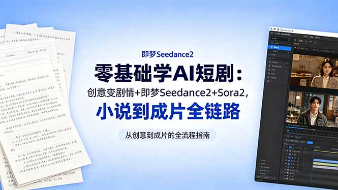 零基础学AI短剧：创意变剧情+即梦Seedance2+Sora2，小说到成片全链路-资源宝库