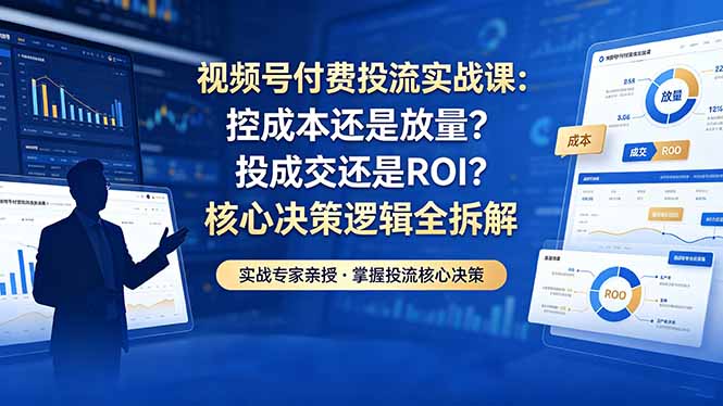 视频号付费投流实战课-5月：控成本还是放量？投成交还是ROI？核心决策逻辑全拆解-资源宝库