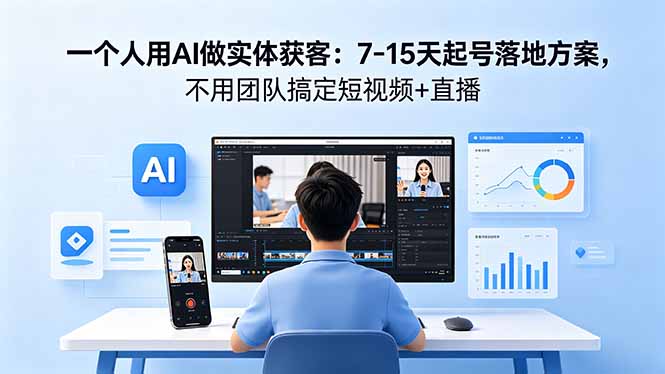 一个人用AI做实体获客：7-15天起号落地方案，不用团队搞定短视频+直播-资源宝库