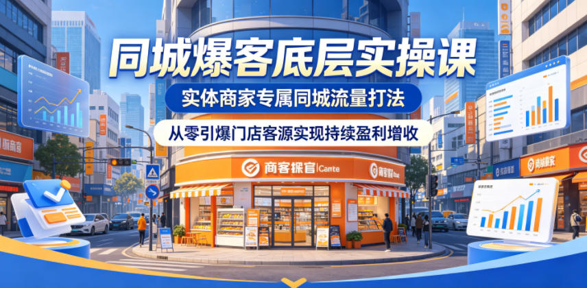同城爆客底层实操课,实体商家专属同城流量打法,从零引爆门店客源实现持续盈利增收-资源宝库