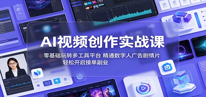AI视频创作实战课：零基础玩转多工具平台，精通数字人广告、剧情片，轻松开启接单副业-资源宝库