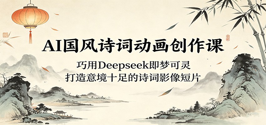 AI国风诗词动画创作课:巧用Deepseek即梦可灵,打造意境十足的诗词影像短片-资源宝库