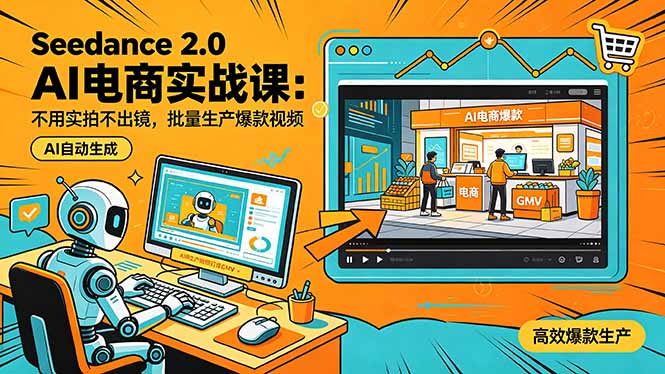 Seedance 2.0 AI电商实战课：不用实拍不出镜，批量生产爆款视频打爆GMV-资源宝库