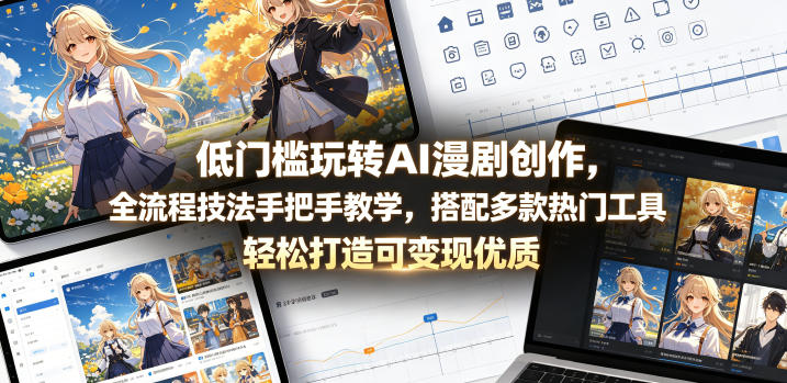 低门槛玩转AI漫剧创作，全流程技法手把手教学，搭配多款热门工具，轻松打造可变现优质作品-资源宝库
