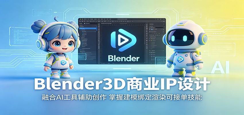 Blender3D商业IP设计：融合AI工具辅助创作，掌握建模绑定渲染可接单技能-资源宝库