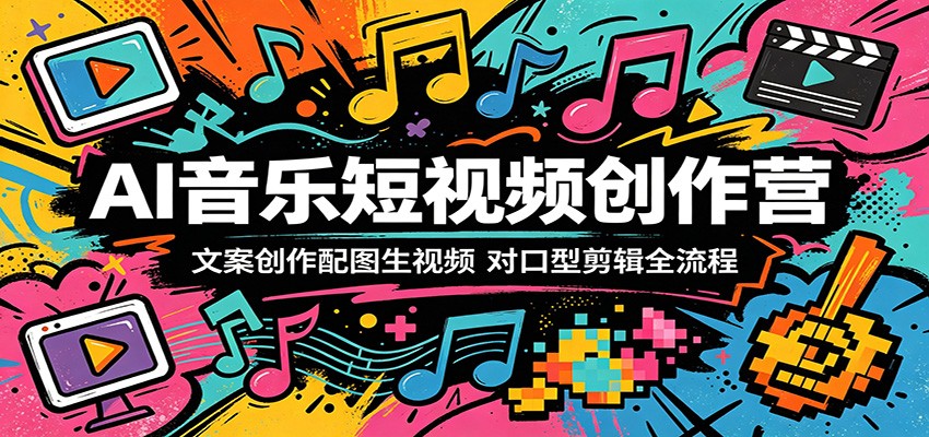 AI音乐短视频创作营：文案创作配图生视频，对口型剪辑全流程-资源宝库