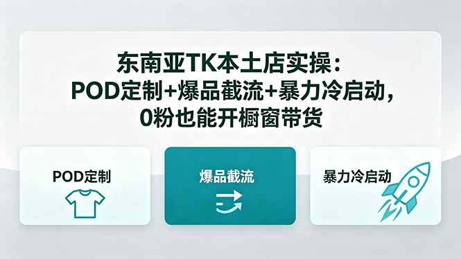 东南亚TK本土店实操-5月更新：POD定制+爆品截流+暴力冷启动，0粉也能开橱窗带货-资源宝库