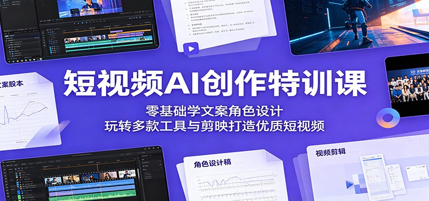 短视频AI创作特训课：零基础学文案角色设计，玩转多款工具与剪映打造优质短视频-资源宝库