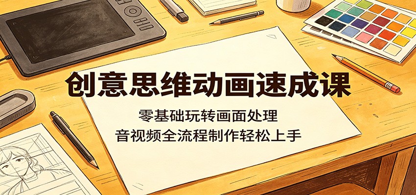 创意思维动画速成课：零基础玩转画面处理，音视频全流程制作轻松上手-资源宝库