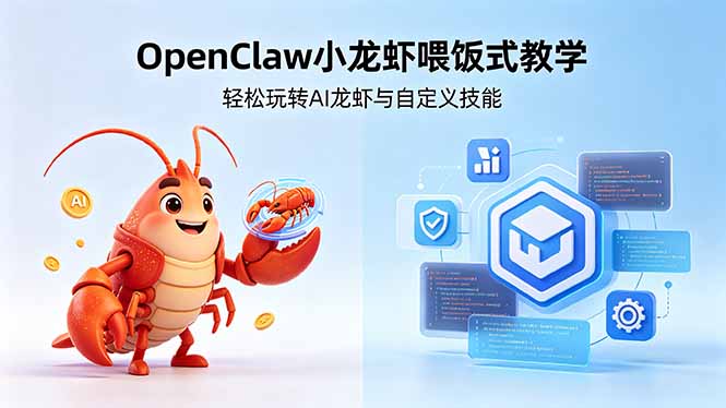 不用懂技术！OpenClaw小龙虾喂饭式教学，轻松玩转AI龙虾与自定义技能 (5月22更新-资源宝库