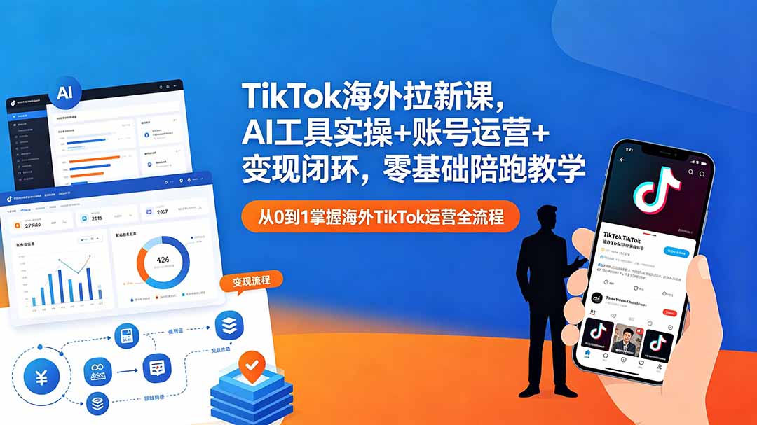 TikTok海外拉新课，AI工具实操+账号运营+变现闭环，零基础陪跑教学-资源宝库