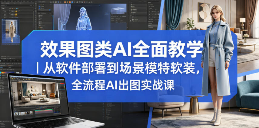 效果图类AI全面教学｜从软件部署到场景模特软装，全流程AI出图实战课-资源宝库