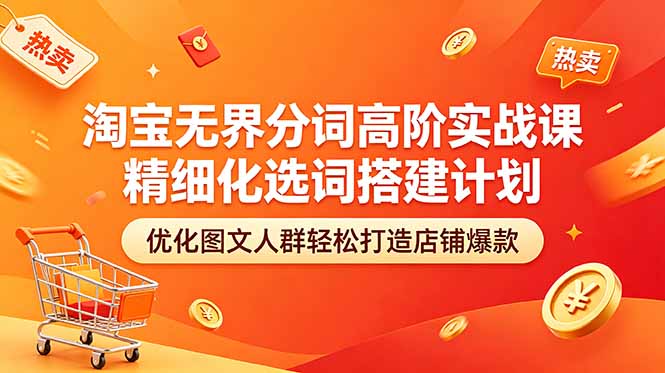 淘宝无界分词高阶实战课 精细化选词搭建计划 优化图文人群轻松打造店铺爆款-资源宝库