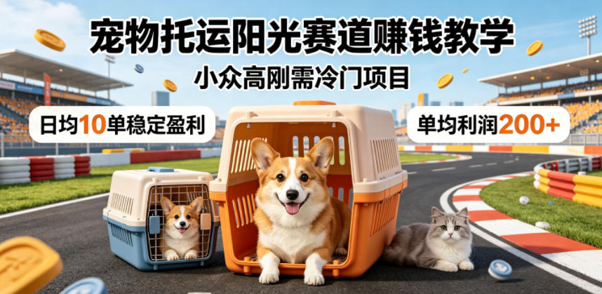 宠物托运阳光赛道賺钱教学，小众高刚需冷门项目，日均10单稳定盈利，单均利润200+-资源宝库