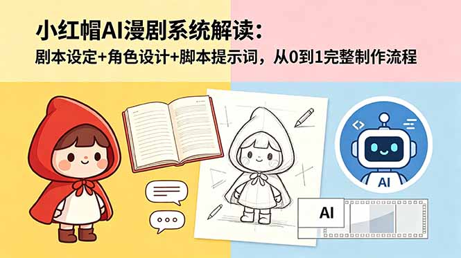 小红帽AI漫剧系统解读:剧本设定+角色设计+脚本提示词,从0到1完整制作流程-资源宝库