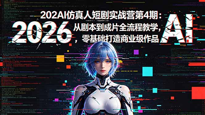 2026AI仿真人短剧实战营第4期：从剧本到成片全流程教学，零基础打造商业级作品-资源宝库