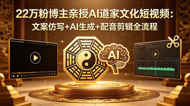 22万粉博主亲授AI道家文化短视频：文案仿写+AI生成+配音剪辑全流程-资源宝库