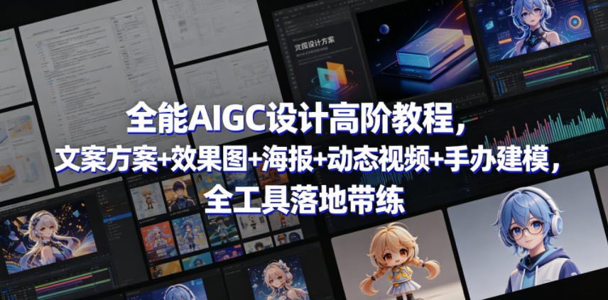 全能AIGC设计高阶教程，文案方案+效果图+海报+动态视频+手办建模，全工具落地带练-资源宝库