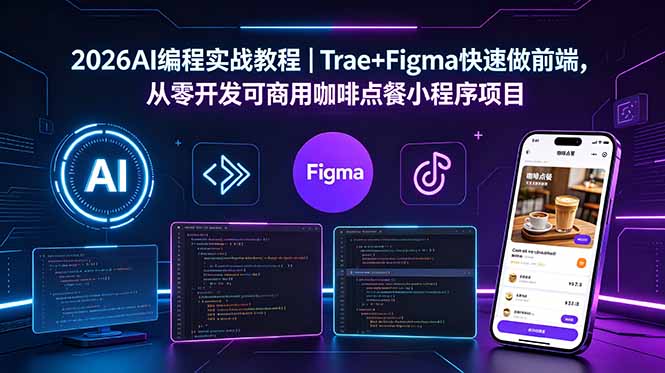 2026AI编程实战教程|Trae+Figma快速做前端,从零开发可商用咖啡点餐小程序项目-资源宝库