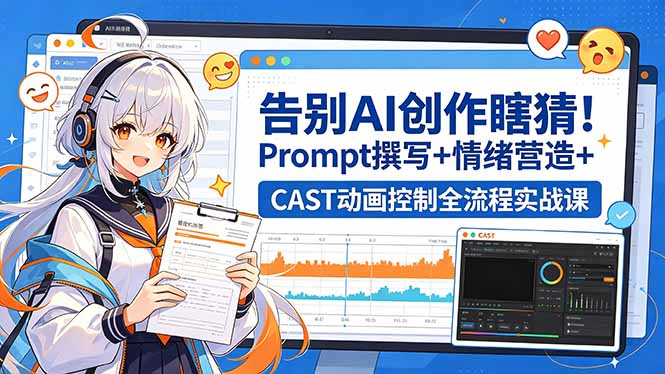 告别AI创作瞎猜！Prompt撰写+情绪营造+CAST动画控制全流程实战课-资源宝库