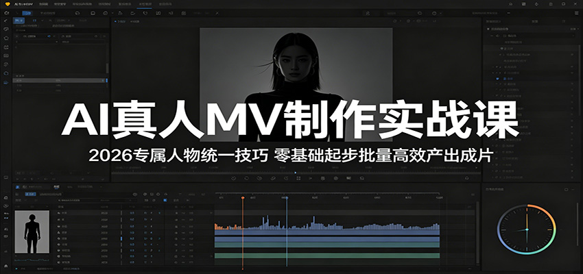 AI真人MV制作实战课：2026专属人物统一技巧，零基础起步批量高效产出成片-资源宝库