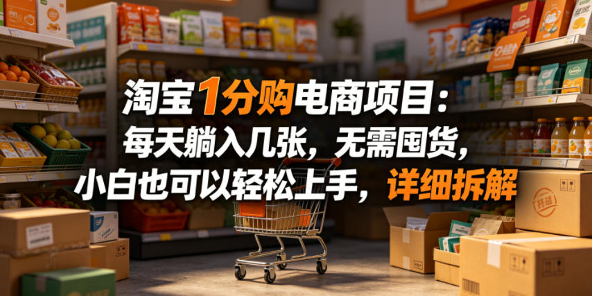 淘宝1分购电商项目：每天躺入几张，无需囤货，小白也可以轻松上手，详细拆解-资源宝库