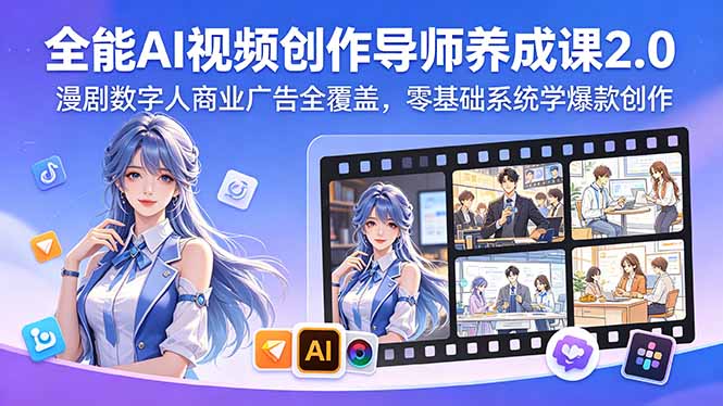 全能AI视频创作导师养成课2.0，漫剧数字人商业广告全覆盖，零基础系统学爆款创作-资源宝库