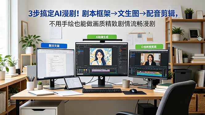 3步搞定AI漫剧！剧本框架→文生图→配音剪辑，不用手绘也能做画质精致剧情流畅漫剧-资源宝库