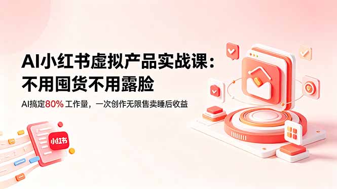AI小红书虚拟产品实战课-更新:不用囤货不用露脸,AI搞定80%工作量,一次创作无限售卖睡后收益-资源宝库