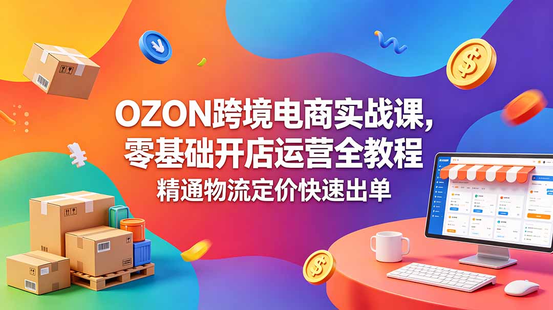 OZON 跨境电商实战课，零基础开店运营全教程，精通物流定价快速出单-资源宝库