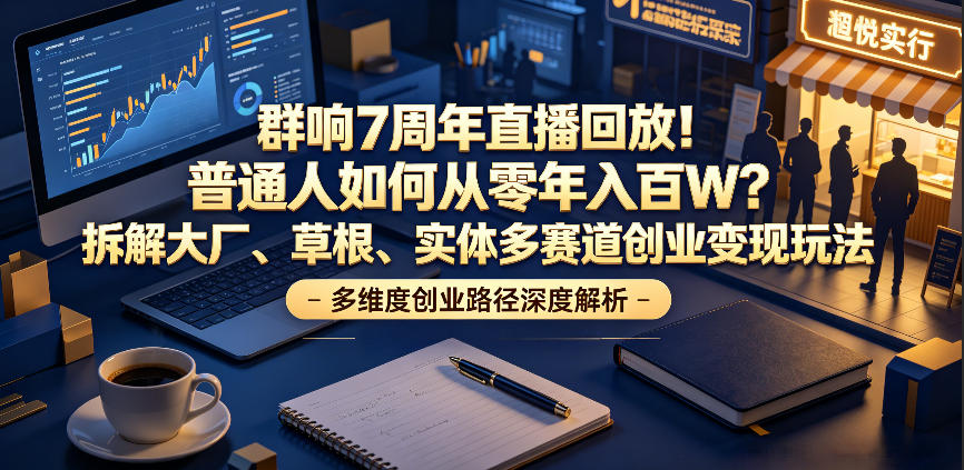 群响7周年直播回放！普通人如何从零年入百W？拆解大厂、草根、实体多赛道创业变现玩法(更新)-资源宝库