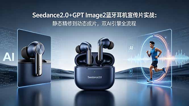 Seedance2.0+GPT Image2蓝牙耳机宣传片实战：静态精修到动态成片，双AI引擎全流程-资源宝库