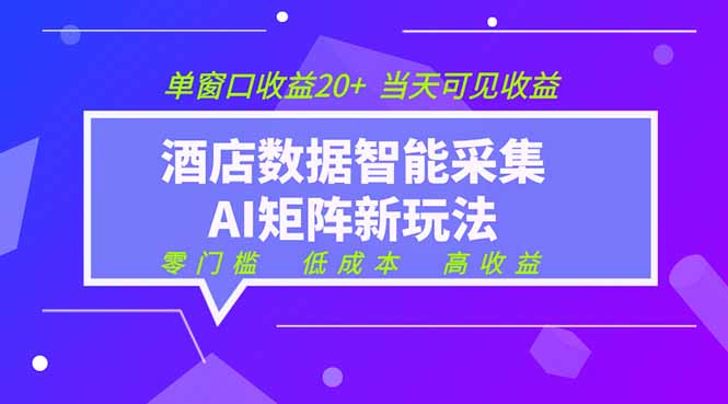 2026酒店数据采集ai智能矩阵新风口  低成本   高收益   当天见收益   单窗口20+-资源宝库