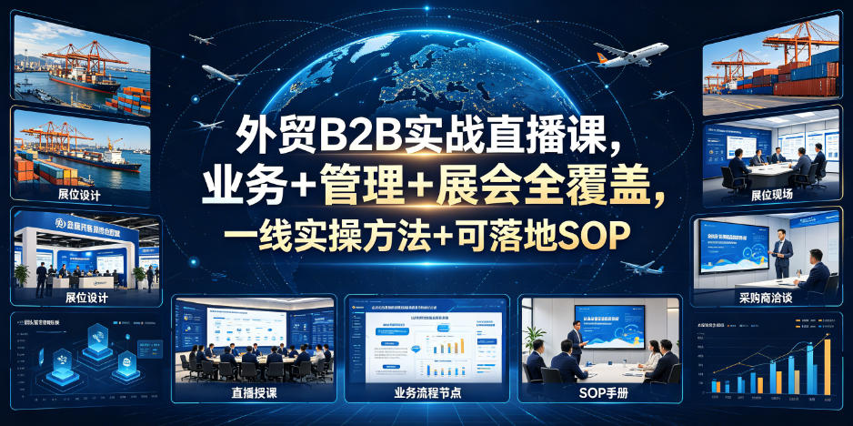 外贸B2B实战直播课，业务+管理+展会全覆盖，一线实操方法+可落地SOP-资源宝库