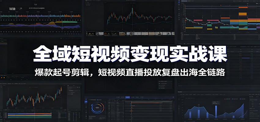 全域短视频变现实战课：爆款起号剪辑，短视频直播投放复盘出海全链路-资源宝库