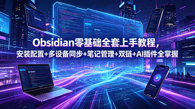 Obsidian零基础全套上手教程，安装配置+多设备同步+笔记管理+双链+AI插件全掌握-资源宝库