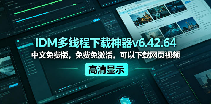 IDM多线程下载神器v6.42.64中文免费版，免费免激活，可以下载网页视频(例如飞书文档内的视频)-资源宝库