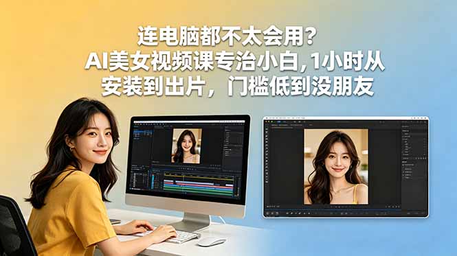 连电脑都不太会用？AI美女视频课专治小白，1小时从安装到出片，门槛低到没朋友-资源宝库