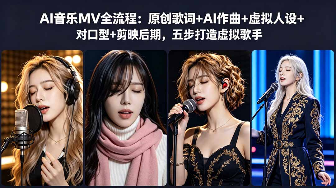 AI音乐MV全流程：原创歌词+AI作曲+虚拟人设+对口型+剪映后期，五步打造虚拟歌手-资源宝库