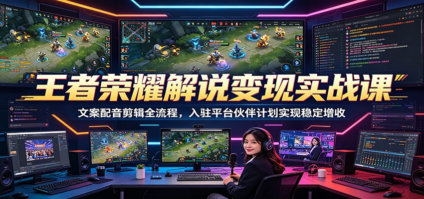 王者荣耀解说变现实战课:文案配音剪辑全流程,入驻平台伙伴计划实现稳定增收-资源宝库