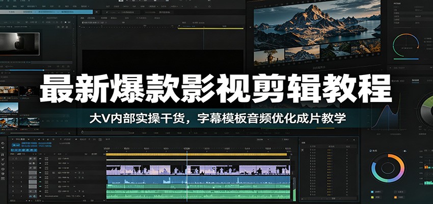 最新爆款影视剪辑教程：大V内部实操干货，字幕模板音频优化成片教学-资源宝库