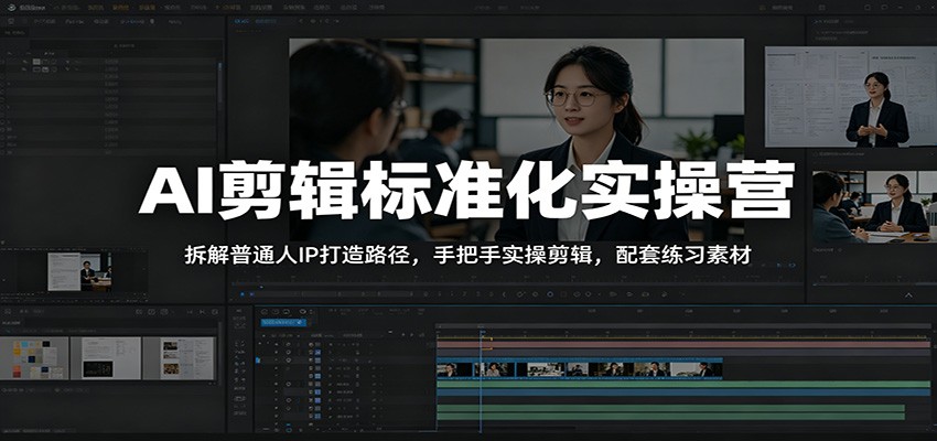 AI剪辑标准化实操营：拆解普通人IP打造路径，手把手实操剪辑，配套练习素材-资源宝库