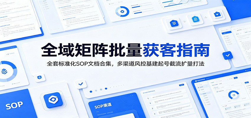 全域矩阵批量获客指南：全套标准化SOP文档合集，多渠道风控基建起号截流扩量打法-资源宝库